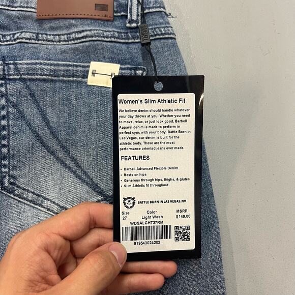 New Barbell Apparel Jeans Womens Slim Athletic Fit SZ 27 With Tags $150 MSRP - Picture 3 of 5